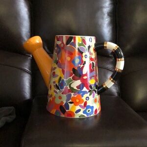 Never used MacKenzie-Childs watering pitcher 8”tall multi-color